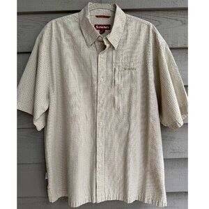 Simms Plaid Fishing Shirt Men’s L Beige